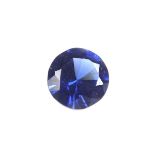 Loose circular cut synthetic sapphire.