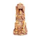 A Chinese 18th century style statue of Guanyin carved in wood, 20th century.