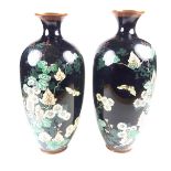 A pair of Japanese cloisonné vases, Meiji period (1868 - 1912).