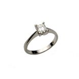 Platinum diamond solitaire ring.