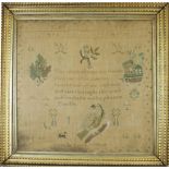 A large George IV needlework sampler by Isabella Town, dated 1828.