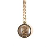 9 ct yellow gold St Christopher pendant necklace.