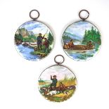 Three enamelled copper hunting scenes by Carrier & Yves, probably late 19th/early 20th century.