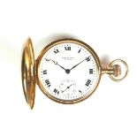 Waltham 14 ct yellow gold hunter pocket watch.