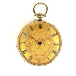 Yellow gold open face pocket watch.