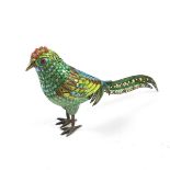 A Chinese gilt silver and enamelled cloisonné exotic bird, 20th century.