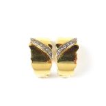 18 ct yellow gold diamond hoop ear clips.