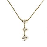 14 ct yellow gold diamond pendant necklace.