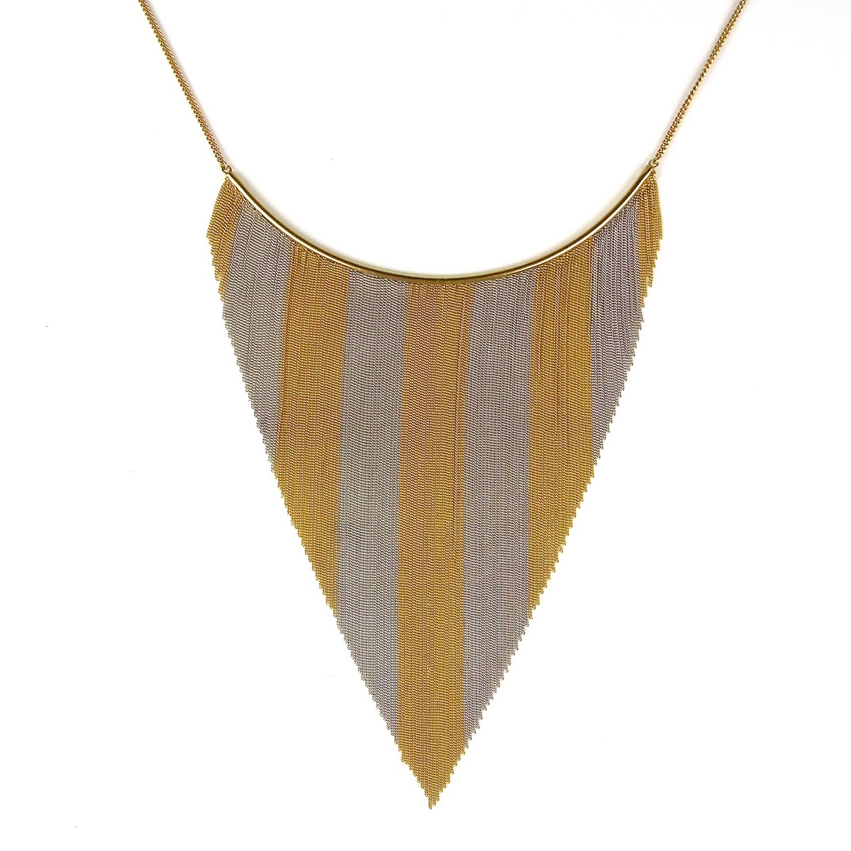 Egyptian 18 ct yellow and white gold fringe necklace.