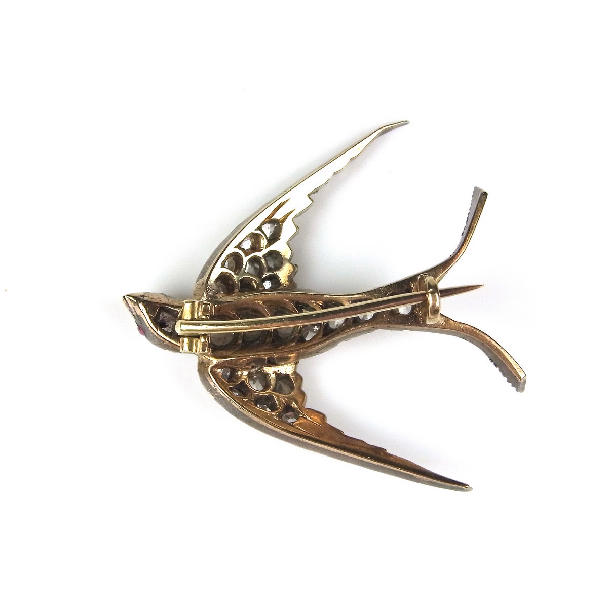 Late Victorian diamond and ruby bird brooch. - Image 2 of 2