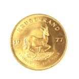 Gold 1977 Krugerrand coin.