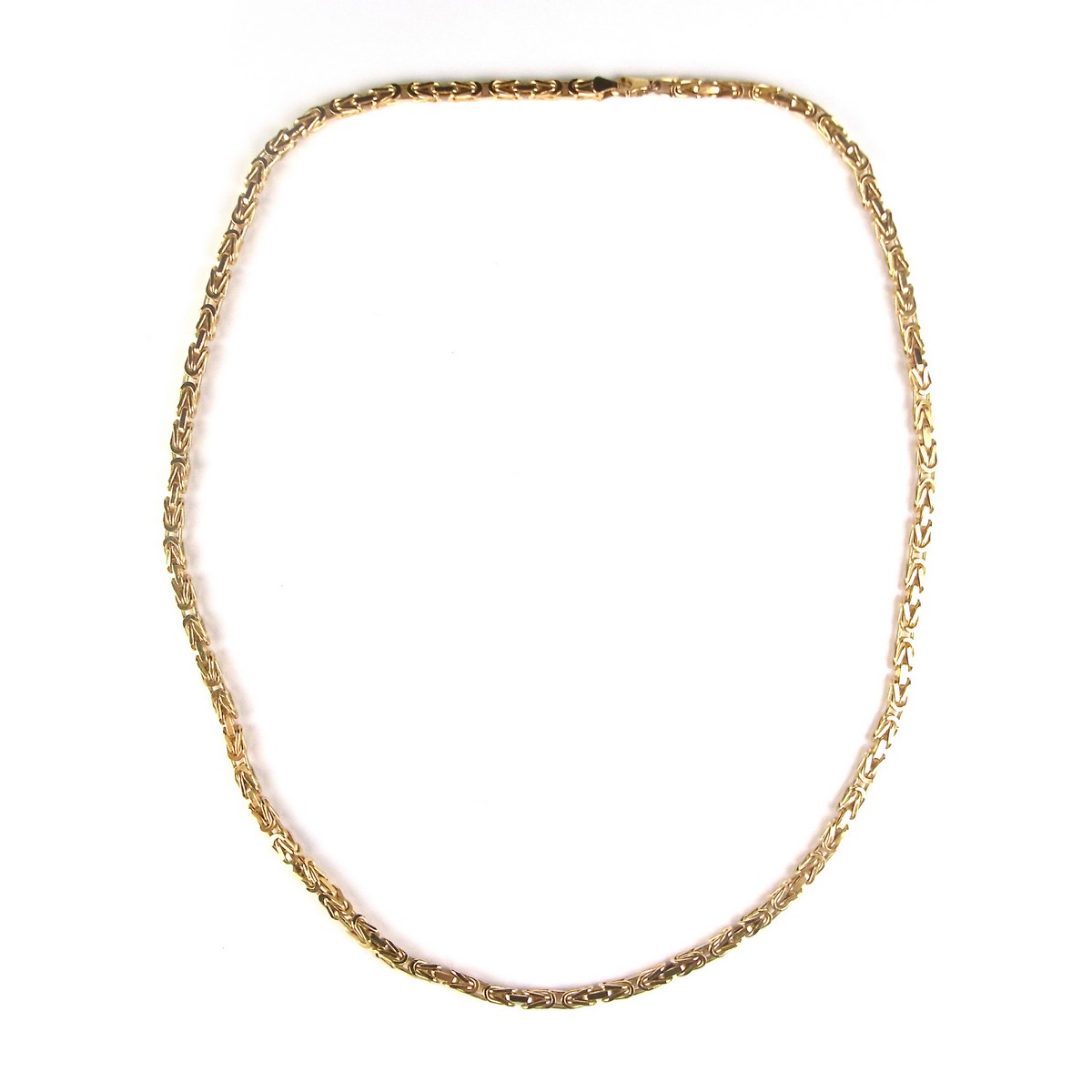 9 ct yellow gold spiga link necklace.