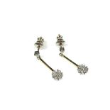 9 ct yellow and white gold diamond pendant earrings.