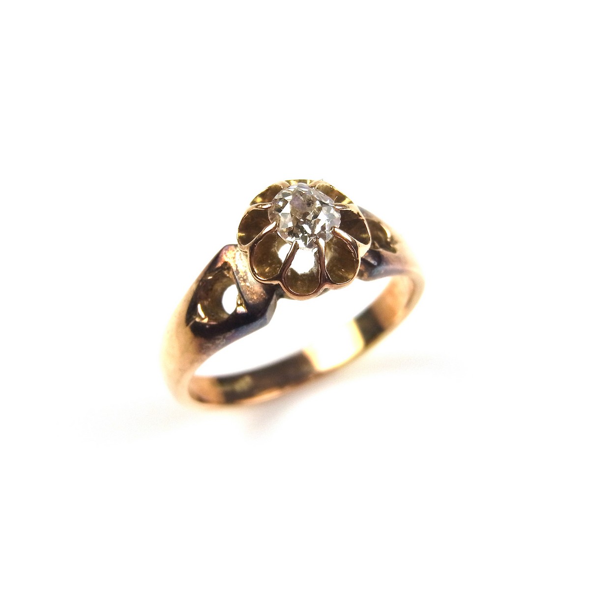 Yellow gold diamond solitaire ring.