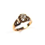 Yellow gold diamond solitaire ring.