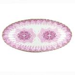 A large Victorian Copeland cerise pink pattern dish, circa 1851 - 85.