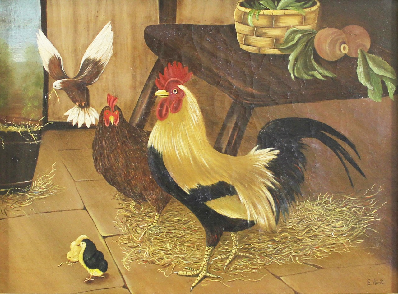 Hunt, Edgar 1876-1953 British AR Chickens in the Farmyard.