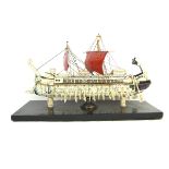 A French Prisoner Of War model of an Ancient Greek trireme war galley ship, early 19th century.