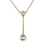 9 ct rose gold aquamarine pendant necklace.
