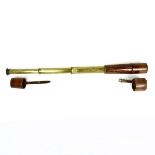 A military leather bound brass three draw telescope by Ross of London, early 20th century.