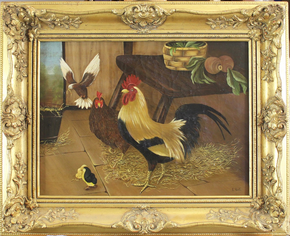 Hunt, Edgar 1876-1953 British AR Chickens in the Farmyard. - Image 2 of 2