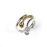 18 ct yellow and white gold diamond snake ring by Fope.