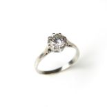18 ct white gold and platinum diamond solitaire ring.