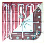 A Hermes Paris 'Cannes et Cannes' silk square scarf.