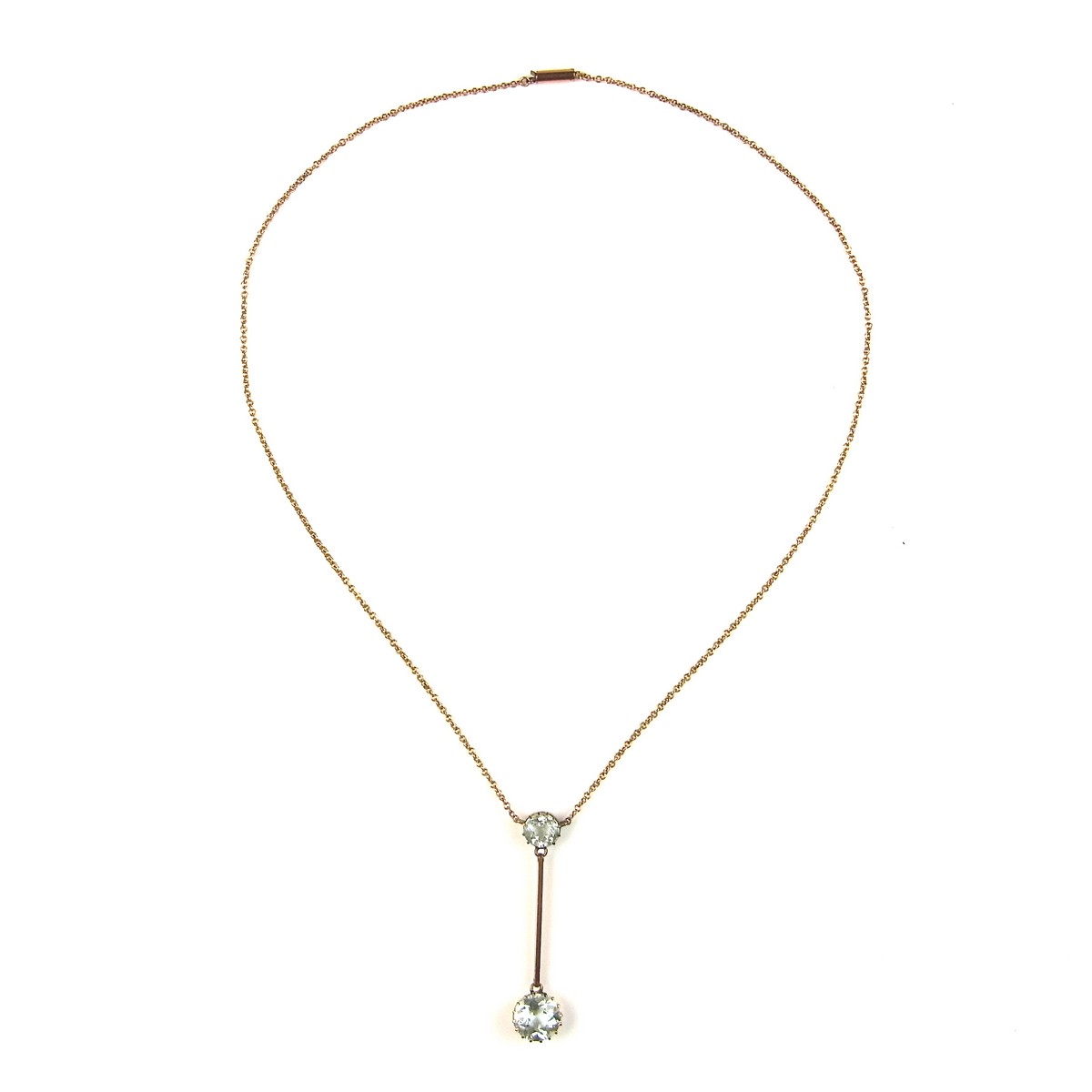 9 ct rose gold aquamarine pendant necklace. - Image 2 of 2