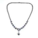 18 ct white gold sapphire and diamond necklace.