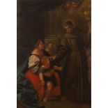 Donato Creti (Cremona 1671 - Bologna 1749), ambito di, “Madonna con bambino e San Francesco”.