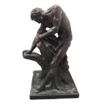 AFTER EDME DUMONT (1761-1844) - THE MILO OF CROTON French late 19th century bronze, on a