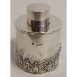 A SILVER TEA CADDY by George Nathan and Ridley Hayes, Chester 1906, of cylindrical shape with