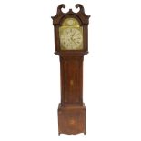 AN OAK INLAID LONGCASE CLOCK the brass dial named to Andrew Robertson, Gorbals, Glasgow with dolphin