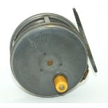 A HARDY PERFECT 4IN FISHING REEL with brass foot and ivorine handle, stamped with initials, J.H.W.