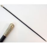 A QUEEN'S OWN CAMERON HIGHLANDER'S SWAGGER STICK the steel tipped ebonised stem with white metal