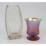 A WMF MYRA CRYSTAL GOBLET the amber coloured glass with blue/purple iridescence, 9cm high,