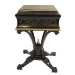 A LOUIS PHILIPPE ORMOLU MOUNTED PEWTER INLAID ROSEWOOD BOULLE LADIES WRITING DESK circa 1840, mounts