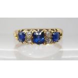 AN 18CT GOLD SAPPHIRE AND DIAMOND DRESS RING finger size M1/2, weight 3.7gms Condition Report:
