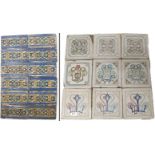 TWELVE 19TH CENTURY CONTINENTAL RECTANGULAR EDGING TILES each with incised intertwining foliate