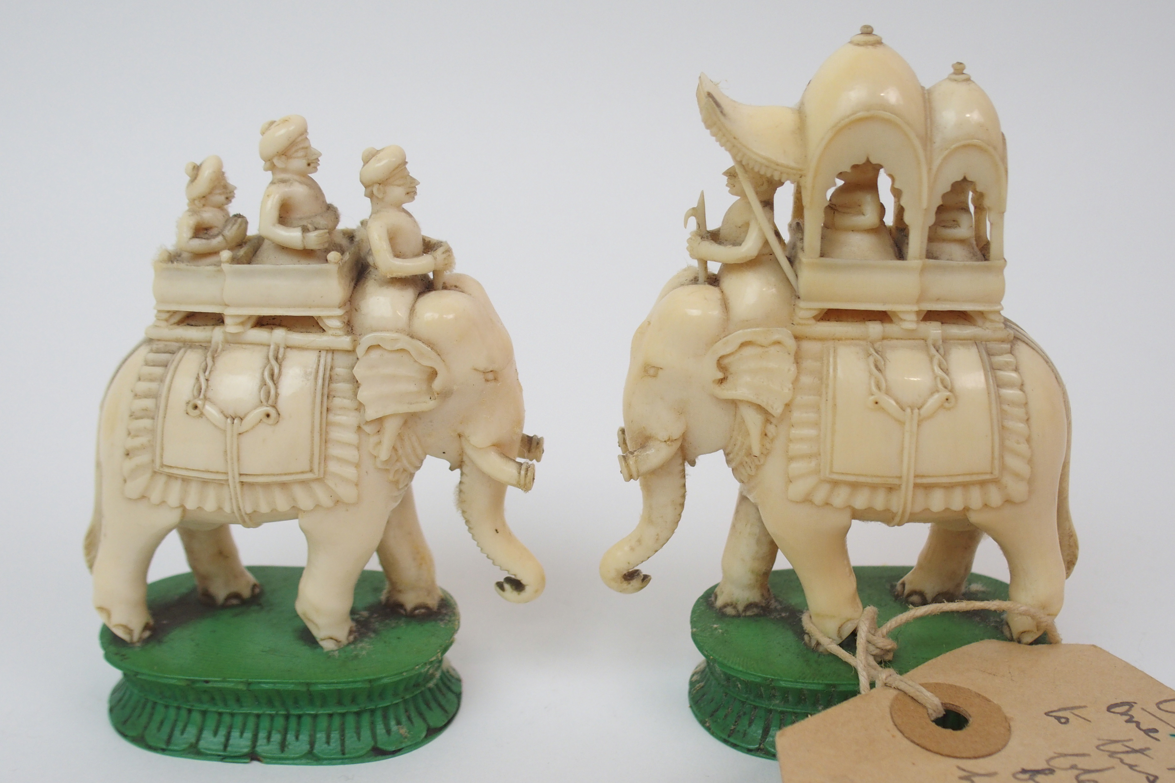 AN EAST INDIAN IVORY CHESS SET probably Berhampore, one set with black stained bases lacking two - Image 7 of 28