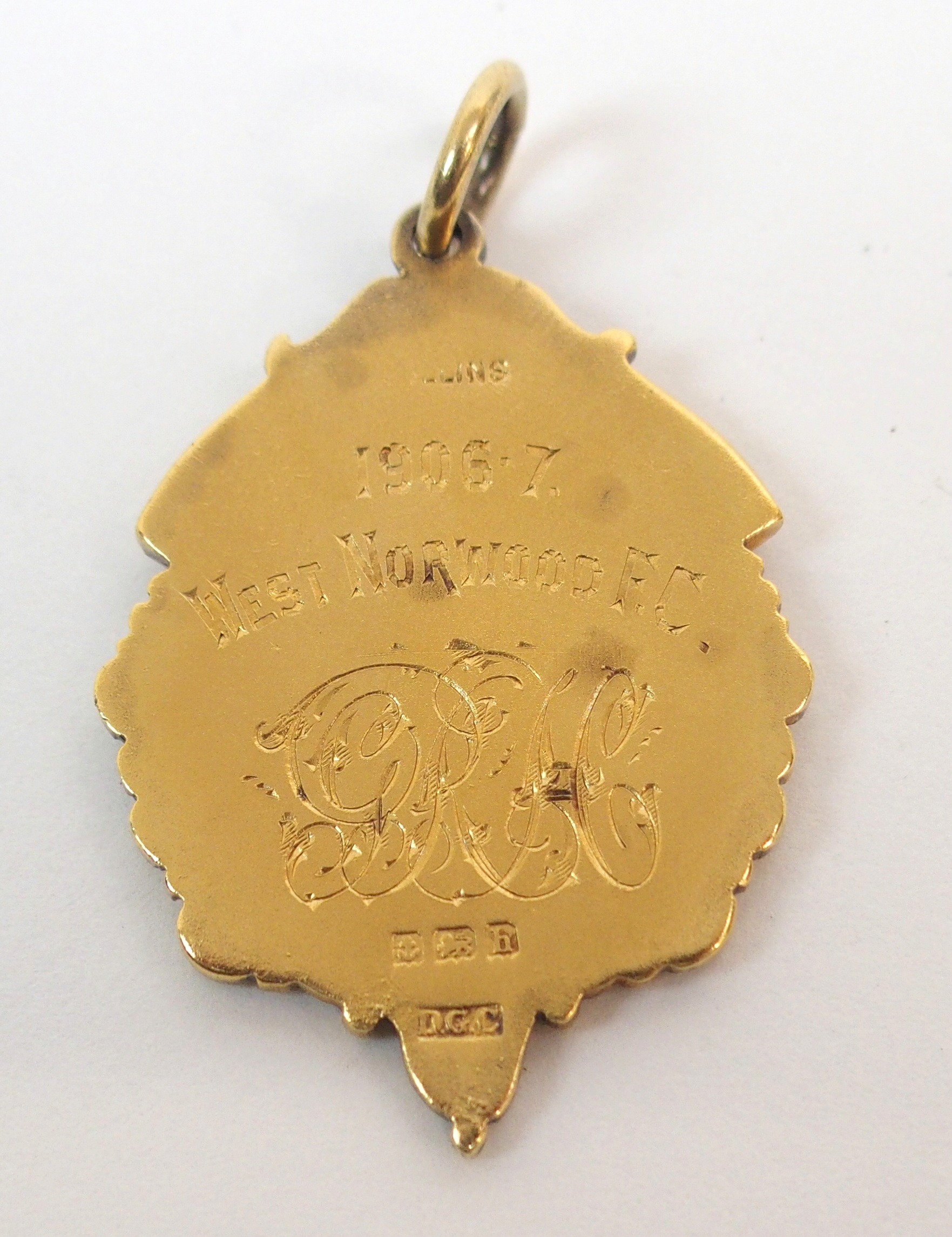 A SILVER-GILT AND ENAMEL SOUTH LONDON FOOTBALL MEDAL the obverse inscribed South London, Charity Cup - Image 4 of 4