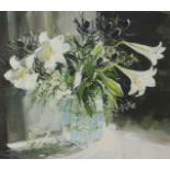•GILLIAN GOODHEIR (SCOTTISH B. 1949) STILL LIFE WITH WHITE LILLIES Gouache, signed and dated (20)03,
