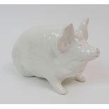 A WEMYSS WARE PIG glazed in white, impressed Wemyss Ware RH & S to base, 16cm long Condition Report:
