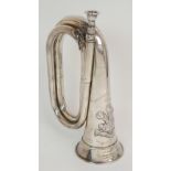 A SILVER MILITARY BUGLE by Henry Potter & Co., London 1927, the Welsh Regiment Commanding Officer'