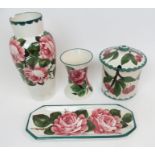 A COLLECTION OF WEMYSS POTTERY including a cherry painted preserve pot and cover, made especially