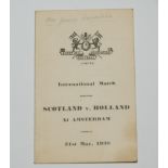 A HOLLAND V. SCOTLAND INTERNATIONAL MATCH ITINERARY 21st May 1938, with four small black and white