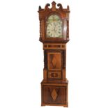 A VICTORIAN MAHOGANY AND MARQUETRY LONGCASE CLOCK the painted dial signed T Hamilton, Wishaw, with