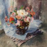 •MARY NICOL NEILL ARMOUR RSA, RSW (SCOTTISH 1902-2000) FLOWERS IN A JUG Oil on canvas, signed and