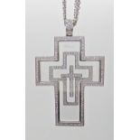 AN 18CT WHITE GOLD CHOPARD HAPPY DIAMOND 'SPIRIT' CROSS PENDANT with two free moving diamond set